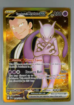 Pokemon Team Rocket’s Mewtwo ex Hyper Rare 240/182 Destined Rivals Gold - Image 1