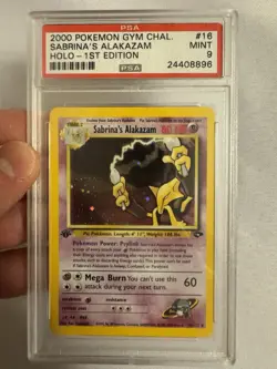 2000 Pokemon 1st Edition Sabrina’s Alakazam Holo Rare Gym Challenge 16/132 PSA 9 - Image 1