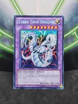 Yugioh Cyber Twin Dragon LCGX-EN180 Secret Rare 1st Edition NM Euro - Image 1