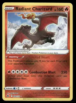 Pokemon Cards Radiant Charizard 020/159 Crown Zenith Radiant Rare NM *2 - Image 1