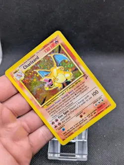 Charizard 4/130 Base Set 2 Holo Rare Pokemon Card WOTC SWIRL 🌀 Played - Image 2