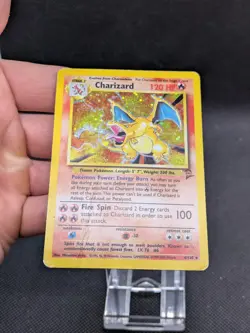 Charizard 4/130 Base Set 2 Holo Rare Pokemon Card WOTC SWIRL 🌀 Played - Image 3