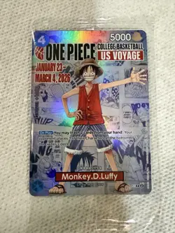 One Piece Monkey.D.Luffy College Basketball US Voyage Promo Card Sealed Rutgers - Image 1