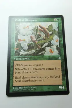 MTG Wall of Blossoms x1- -Stronghold-Lightly Played - Image 1