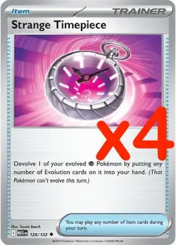 Strange Timepiece 128/132 x4 Playset 4x Pokemon TCG ME01 Mega Evolution MEG - Image 1