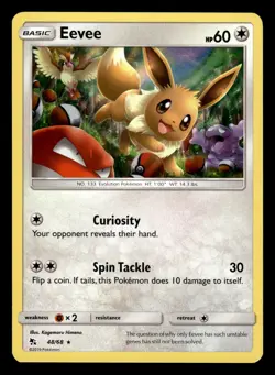 Eevee 48/68 Holo Rare Hidden Fates Pokemon Card - Image 1