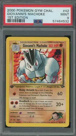 Pokemon Giovanni's Machoke Gym Challenge 1st Edition PSA 9 Mint 42/132 2000 - Image 1