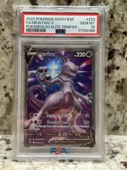 Pokemon Go Mewtwo v 2022 Black Star Promo Elite Trainer Box FA #229 PSA 10 Gem - Image 1