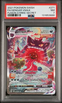 2021 POKEMON SWORD & SHIELD FUSION STRIKE SECRET #271 FULL ART/GENGAR VMAX PSA 7 - Image 1