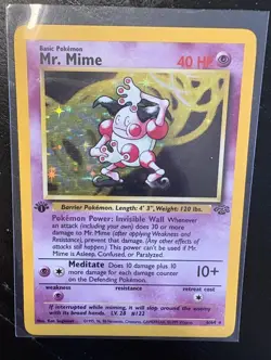Pokemon TCG Mr. Mime 6/64 Jungle 1st Edition Holo Rare 40HP 1999 Basic Wizards - Image 1