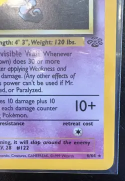 Pokemon TCG Mr. Mime 6/64 Jungle 1st Edition Holo Rare 40HP 1999 Basic Wizards - Image 3