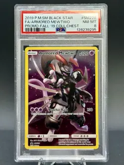 2019 Pokemon SM Black Star Armored Mewtwo FA #SM228 Promo Fall 19’ Coll. PSA 8 - Image 1