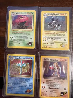 Pokemon TCG 4 HOLO CARDS Gym Heroes (#'s 5, 8, 10, & 11) in HARD PLASTIC - Image 1