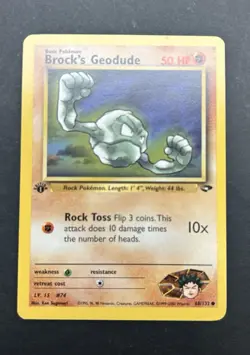 BROCK'S GEODUDE 68/132 COMMON GYM CHALLENGE POKEMON LP 1st edition - Image 1