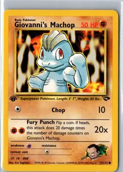 GIOVANNI'S MACHOP 72/132 COMMON GYM CHALLENGE POKEMON LP 1st Edition - Image 1