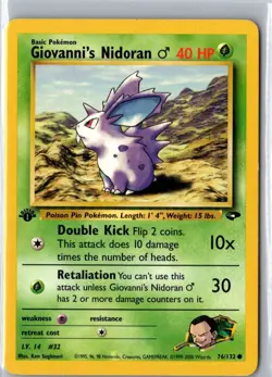 GIOVANNI'S NIDORAN M 76/132 COMMON GYM CHALLENGE POKEMON LP 1st Edition - Image 1
