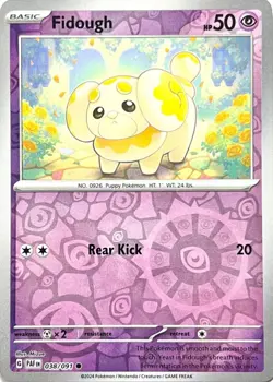 Pokemon TCG Card - Fidough 38/91 Reverse Holo | Common | 2024 Paldean Fates | NM - Image 1