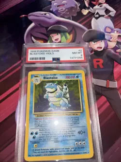 Pokemon TCG Blastoise Base Set Holo Unlimited Rare Card 2/102 PSA 8 - Image 1
