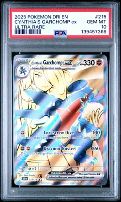 2025 POKEMON DRI EN-DESTINED RIVALS ULTRA RARE #215 CYNTHIA'S GARCHOMP EX PSA 10 - Image 1