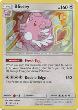 Blissey - 102/145 - Holo Rare NM, English Pokemon Guardians Rising - Image 1