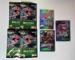 One Piece Card Lot: 4x OP12 Sealed Packs + Perona SR + Sealed Promos (ENG) - Image 1