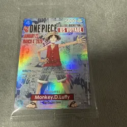 One Piece Monkey D. Luffy College Basketball US Voyage Promo Card P-055 - Image 1