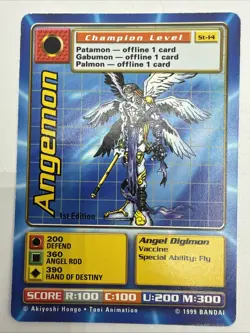 Angewomon Bo-16 And First Edition Angemon ST-14 Digimon Card Game 1999 Bandai - Image 2