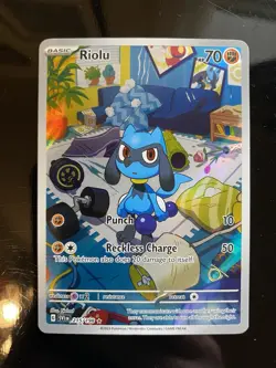 Riolu Illustration Scarlet & Violet Base Set Holo Card 215/198 NM Condition - Image 1