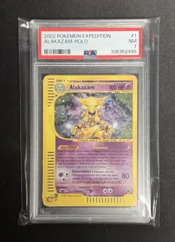 Pokemon 2002 Expedition Alakazam Holo Rare Card #1/165 PSA 7 Near Mint - Image 1