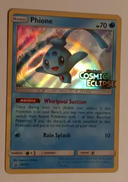 Phione SM220 Prerelease Promo SM Cosmic Eclipse Holo Rare Stamped Pokemon Card - Image 1