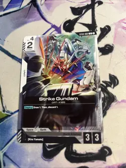 Gundam Card Game ST04-002 C Strike Gundam Promo Card English Foil TCG - Image 1