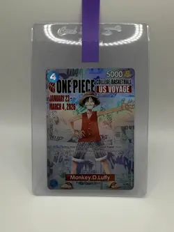 One Piece Monkey D. Luffy College Basketball US Voyage Promo Card SHIPS TODAY! - Image 1