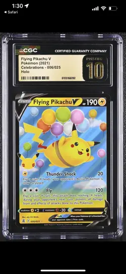CGC 10 Surfing Flying Pikachu V 006 008/025 Celebrations Pristine Pokemon Card - Image 2