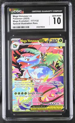 Mega Venusaur ex 177/132 2025 Mega Evolution CGC 10 Gem Mint Graded Pokemon Card - Image 1