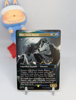 Blue, Loyal Raptor (Borderless) ⭐NM⭐ Jurassic World ⭐ Magic The Gathering REX #8 - Image 1