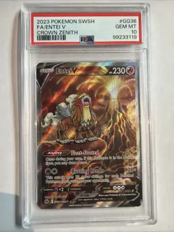 2023 POKEMON SWORD & SHIELD CROWN ZENITH #GG36 FULL ART/ENTEI V PSA 10 - Image 1