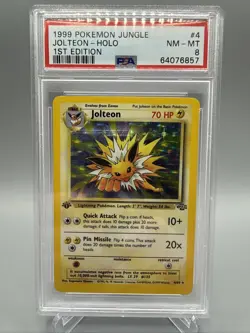 1999 POKEMON JUNGLE #4 JOLTEON-HOLO 1ST EDITION PSA 8 - Image 1