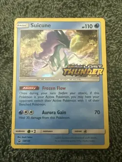 Suicune 2016 Pokemon TCG #SM149 Sun & Moon Lost Thunder Rare Holo Stamped - Image 1