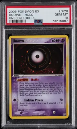 2005 POKEMON EX UNSEEN FORCES #O/28 UNOWN-HOLO PSA 10 - Image 1