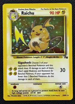 Pokemon TCG Raichu Fossil 14/62 Holo Rare NM - Image 1