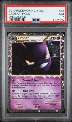2010 POKEMON HEARTGOLD & SOULSILVER UNLEASHED #84 CROBAT-HOLO PSA 7 - Image 1