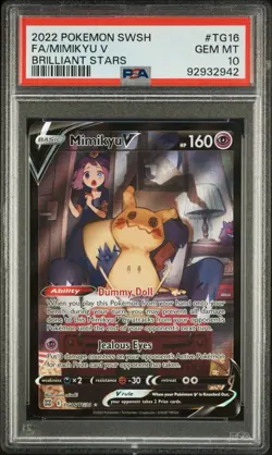 2022 POKEMON MIMIKYU V TG16/TG30 PSA 10 BRILLIANT STARS TRAINER GALLERY - Image 1