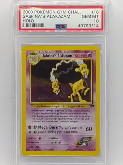 Pokemon 2000 WOTC Gym Challenge Sabrina's Alakazam Holo 16/132 PSA 10 Gem Mint - Image 1