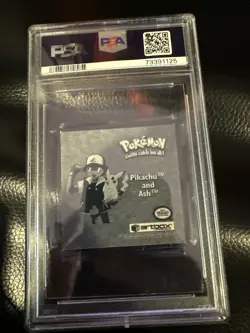 1999 Pokemon Stickers Pikachu & Ash Series 1 Bonus Prism Sticker PSA 9 - Image 2