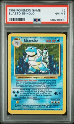 1999 POKEMON GAME #2 BLASTOISE-HOLO PSA 8 - Image 1