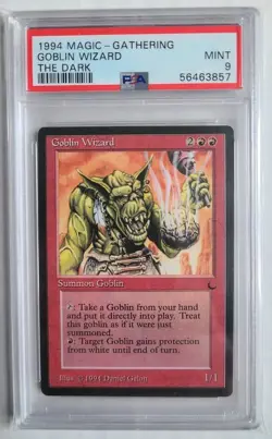 MTG Goblin Wizard PSA 9 MINT 1994 The Dark Vintage Reserved List Magic Card RARE - Image 1