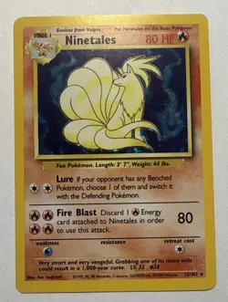 Pokemon TCG Base Set Ninetales Holo Foil Rare Card 12/102 Light Play - Image 1