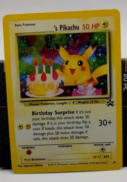 2000 Pokemon Promo Birthday Pikachu Holo Black Star #24 LP - Image 1