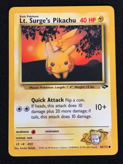 Pokemon Lt. Surge's Pikachu 84/132 Common (LP) - Image 1