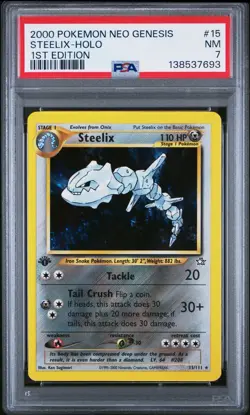 Pokemon Steelix 15/111 Neo Genesis 1st Edition Holo Rare PSA 7 - Image 1
